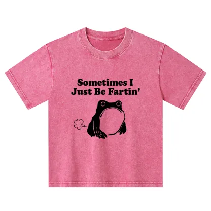 Tokyo-Tiger Farting Frog Japanese Kids Washed T-Shirt