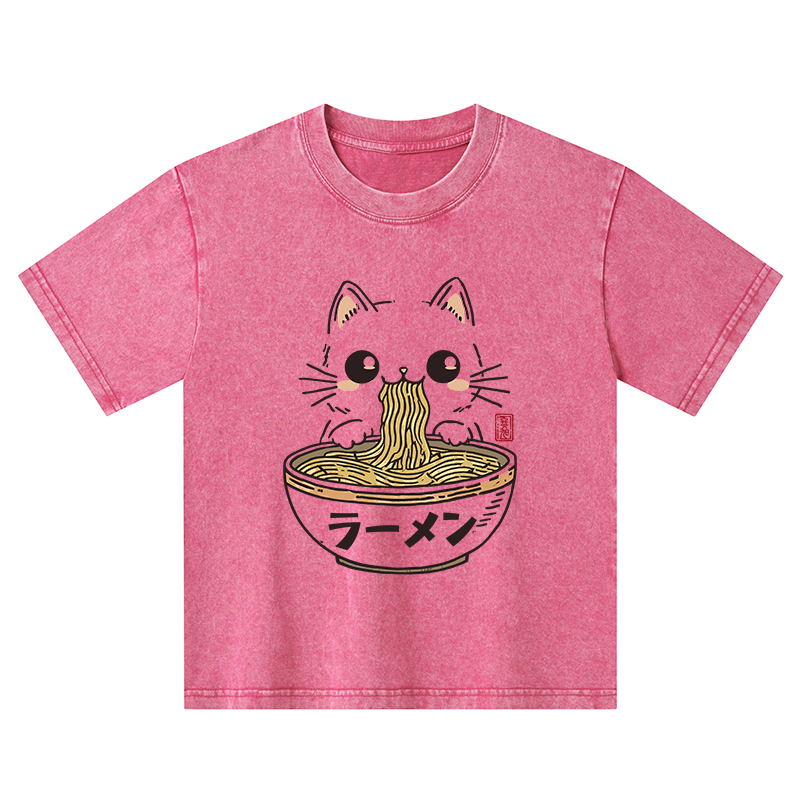 Tokyo-Tiger Purramen Time Kids Washed T-Shirt