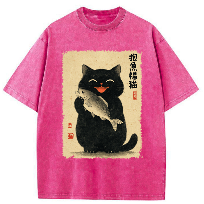 Tokyo-Tiger A Lucky Cat’s Catch Washed T-Shirt