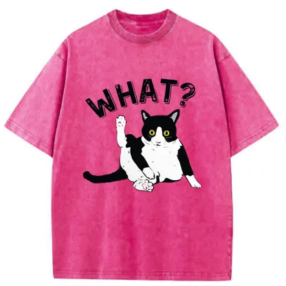 Tokyo-Tiger Cat's Question Washed T-Shirt