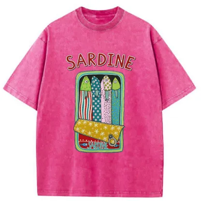 Tokyo-Tiger Colorful Sardines Washed T-Shirt