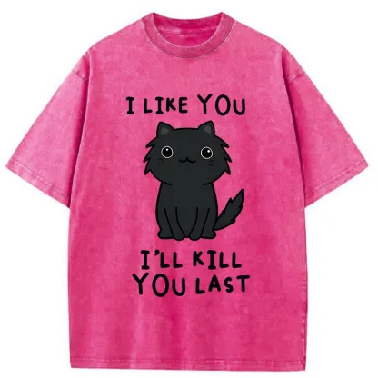 Tokyo-Tiger Black Cat Preparing For Assassination Washed T-Shirt