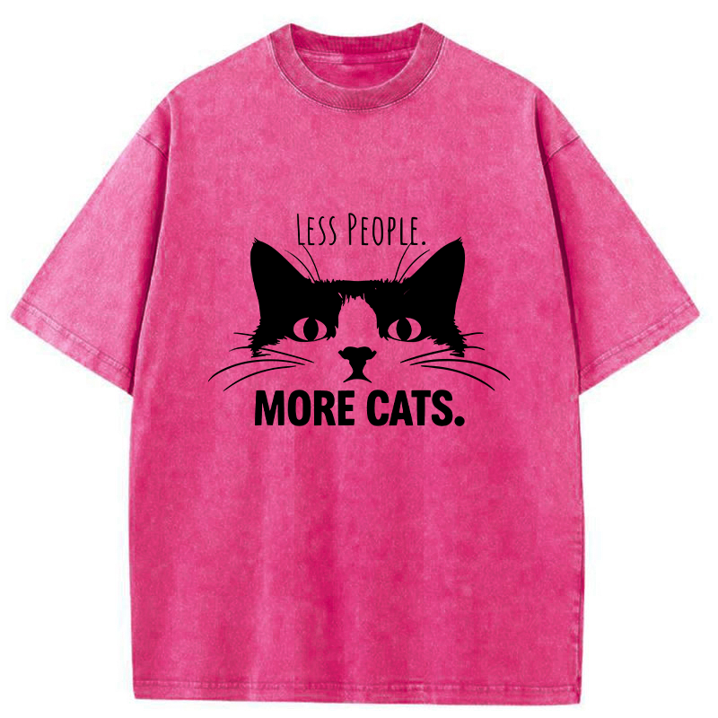 Tokyo-Tiger Less People More Cats Funny Washed T-Shirt