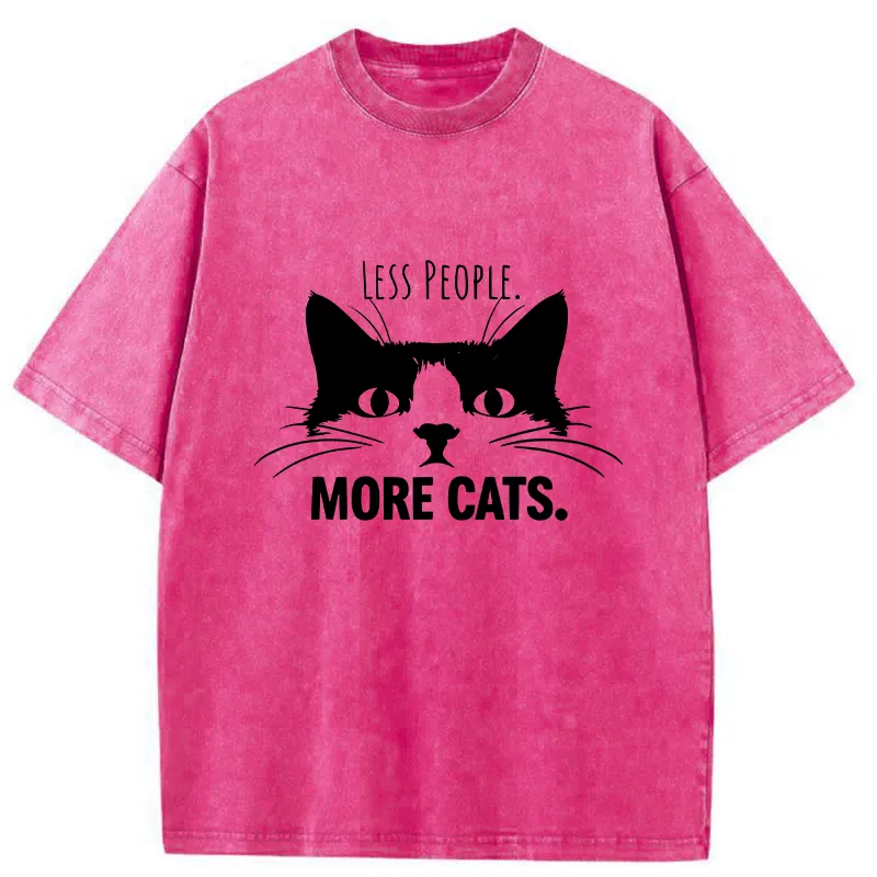 Tokyo-Tiger Less People More Cats Funny Washed T-Shirt