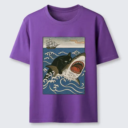 Tokyo-Tiger Cat Hunting Shark Classic T-Shirt