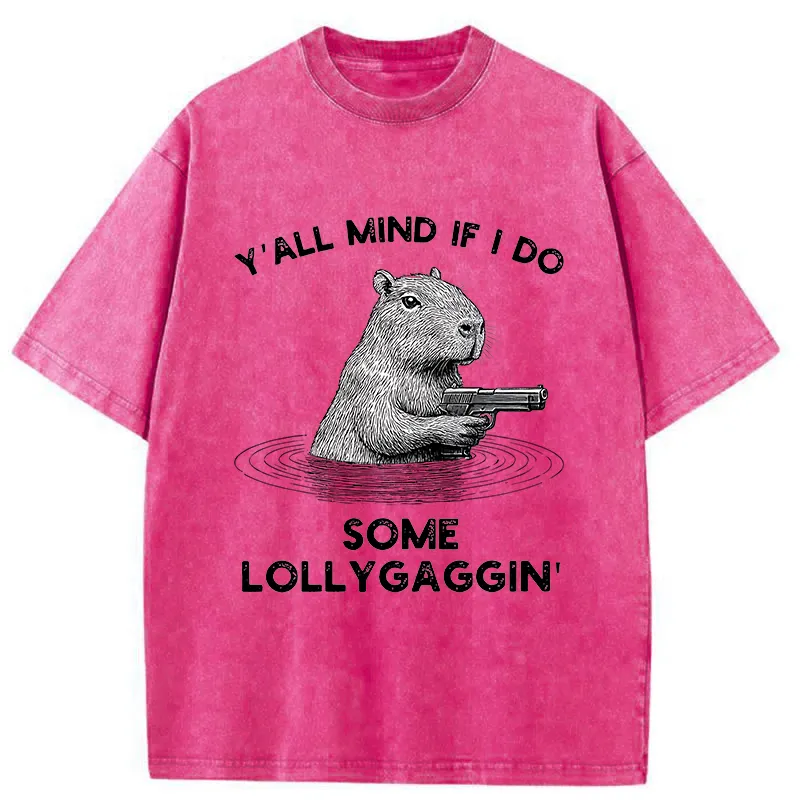 Tokyo-Tiger Capybara That Wants To Be Lazy Washed T-Shirt