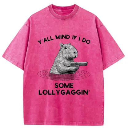 Tokyo-Tiger Capybara That Wants To Be Lazy Washed T-Shirt