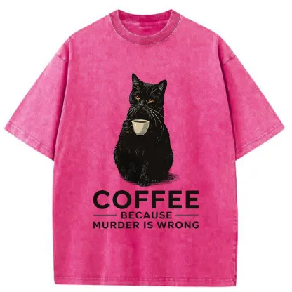 Tokyo-Tiger Can't Commit Murder So I'll Drink Coffee Washed T-Shirt