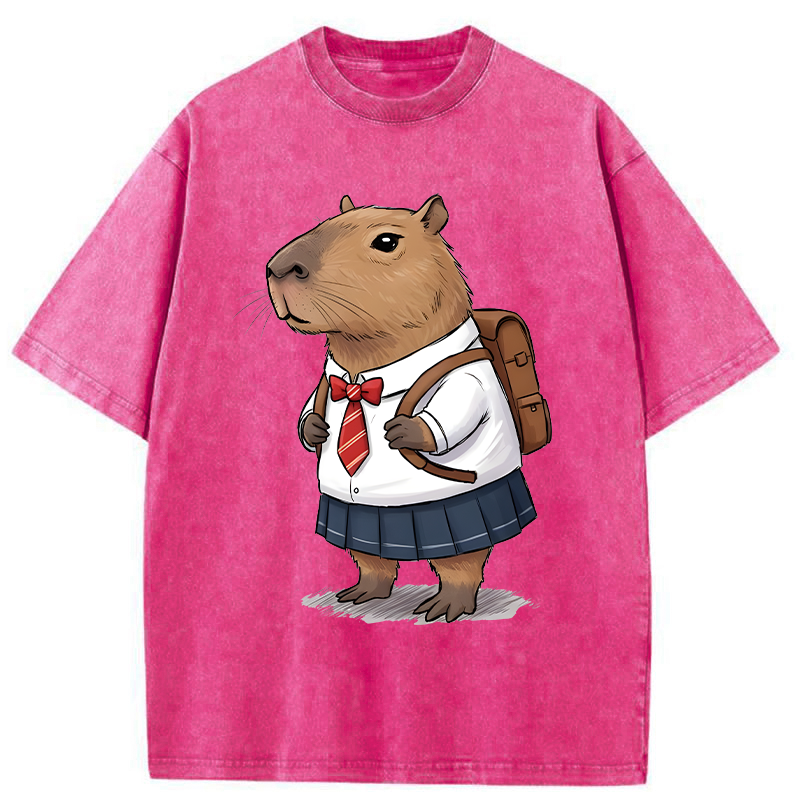 Tokyo-Tiger Capybara Wearing A Skirt Washed T-Shirt