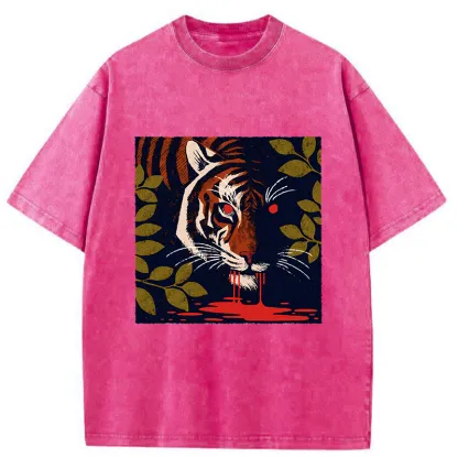 Tokyo-Tiger Tiger Lurking In The Darkness Washed T-Shirt