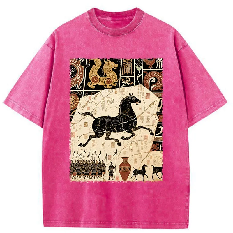 Tokyo-Tiger Mural Of A Horse Washed T-Shirt