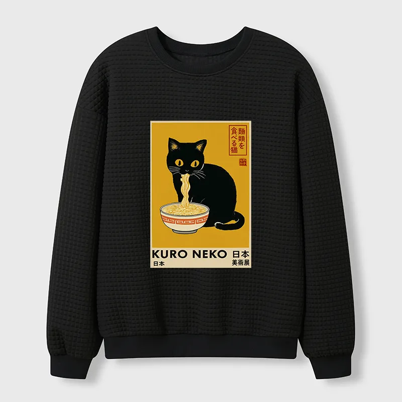 Tokyo-Tiger Kuro Neko Ramen Waffle Sweatshirt