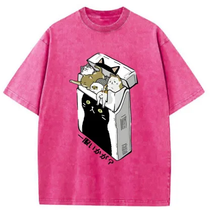 Tokyo-Tiger Have A Catgarette？ Washed T-Shirt