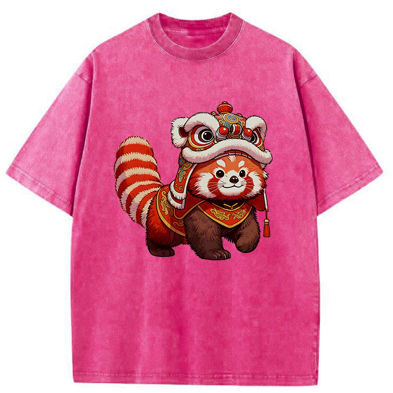Tokyo-Tiger Raccoon Lion Dance Washed T-Shirt