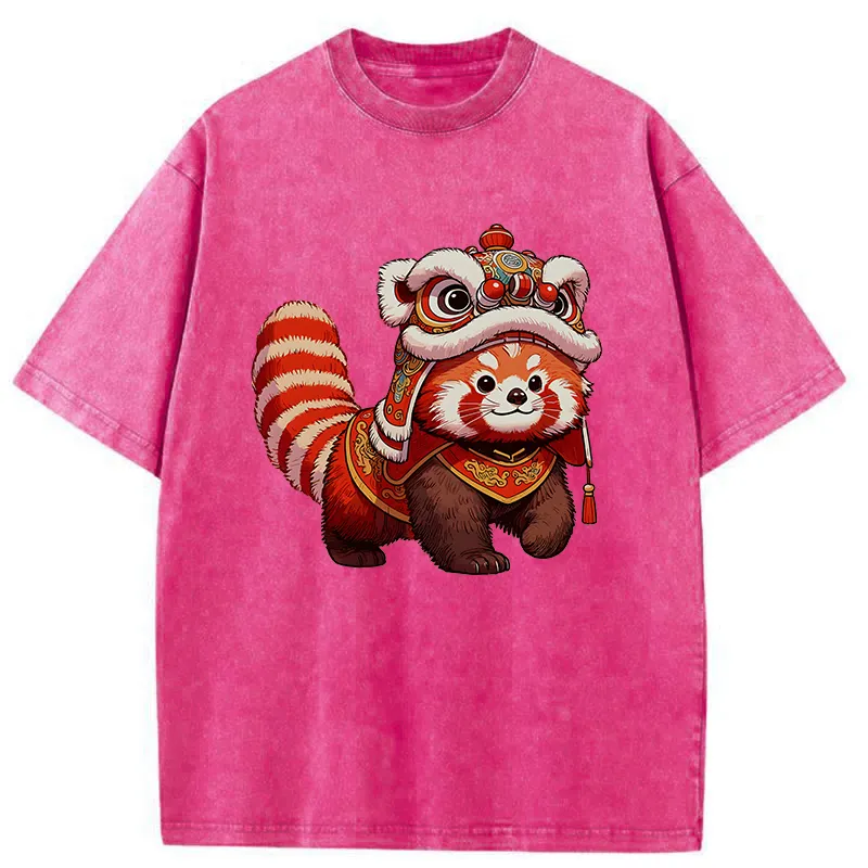 Tokyo-Tiger Raccoon Lion Dance Washed T-Shirt