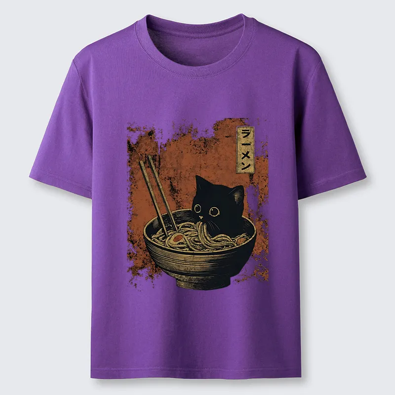Tokyo-Tiger Retro Cat Eating Japan Ramen Classic T-Shirt