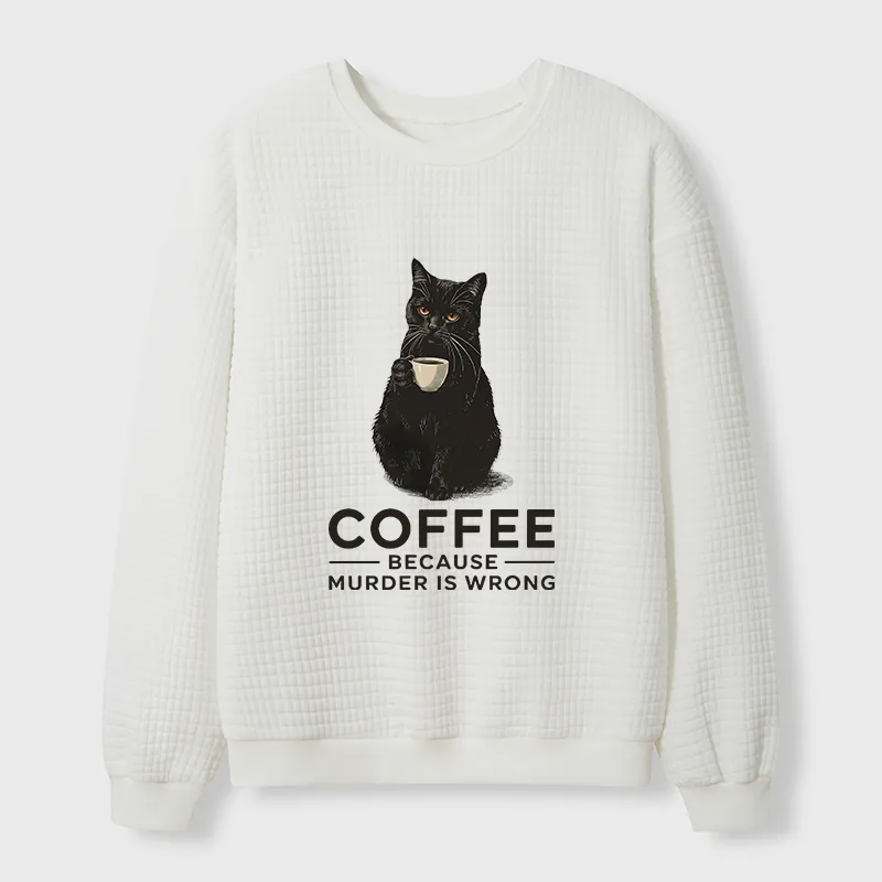 Tokyo-Tiger Can't Commit Murder So I'll Drink Coffee Waffle Sweatshirt