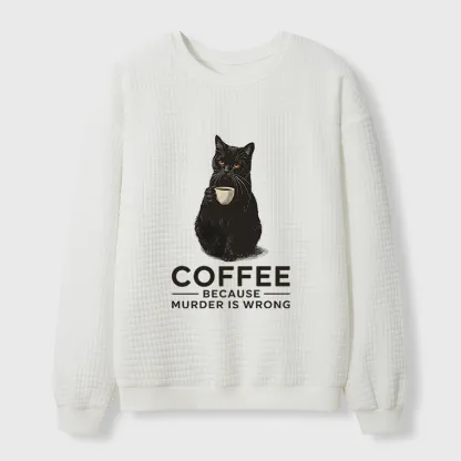 Tokyo-Tiger Can't Commit Murder So I'll Drink Coffee Waffle Sweatshirt