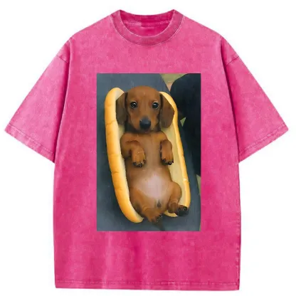 Tokyo-Tiger Dachshund Funny Washed T-Shirt