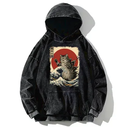 Tokyo-Tiger Catzilla Is Causing Destruction Washed Hoodie