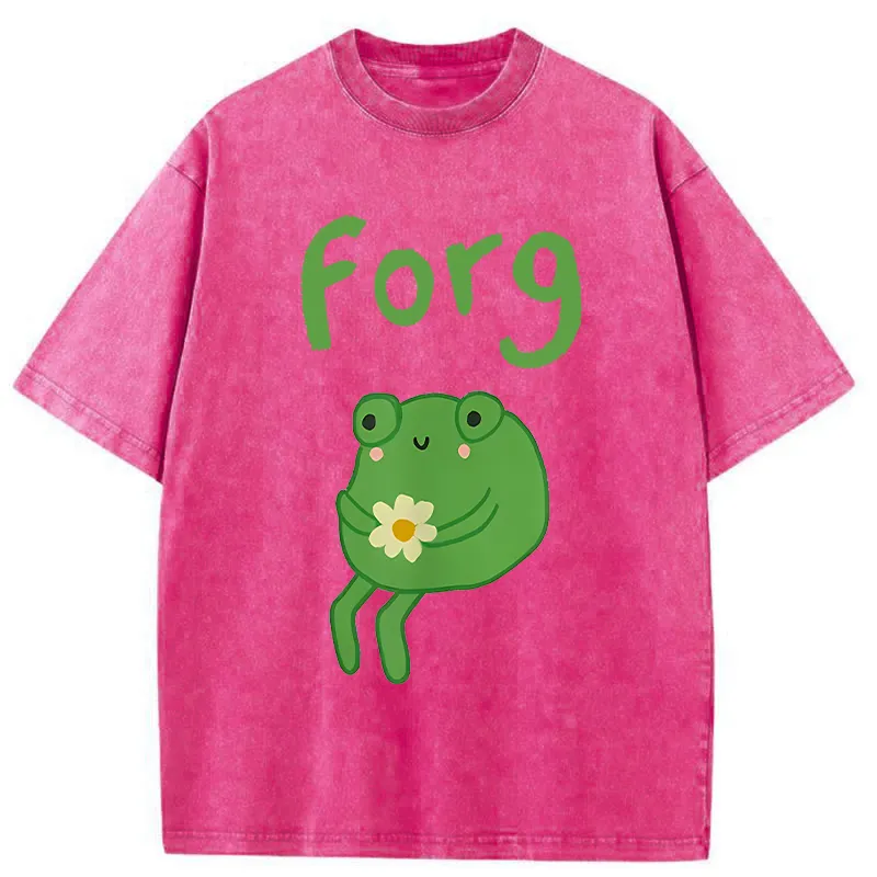 Tokyo-Tiger Cute Forg Funny Washed T-Shirt