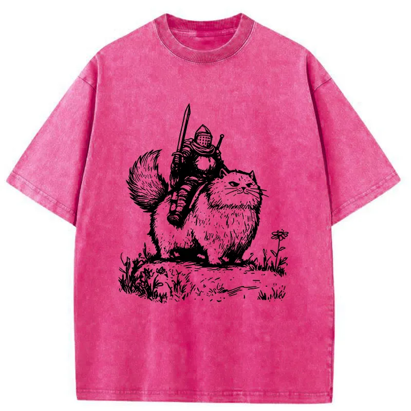 Tokyo-Tiger Knight Rides A Fat Cat Washed T-Shirt