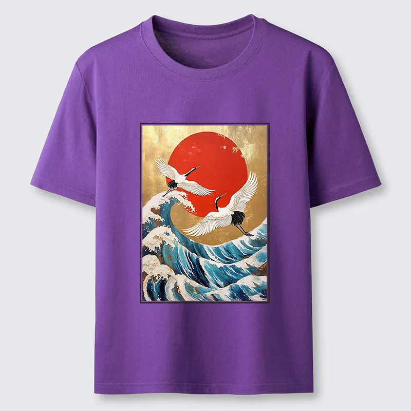 Tokyo-Tiger Cranes And Waves Ukiyo-e Classic T-Shirt
