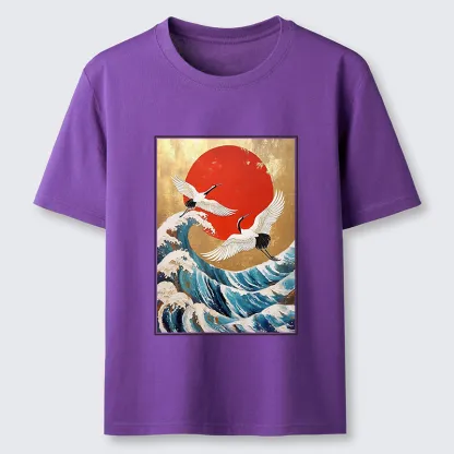 Tokyo-Tiger Cranes And Waves Ukiyo-e Classic T-Shirt