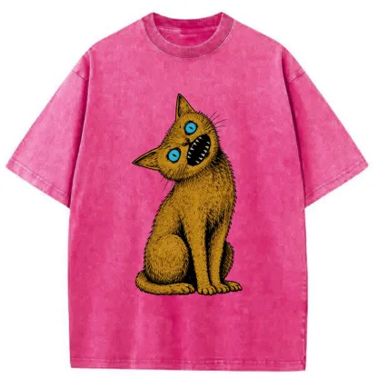 Tokyo-Tiger Horror Cat Japanese Washed T-Shirt