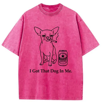 Tokyo-Tiger Chihuahua Smokes And Drinks Alcohol Washed T-Shirt