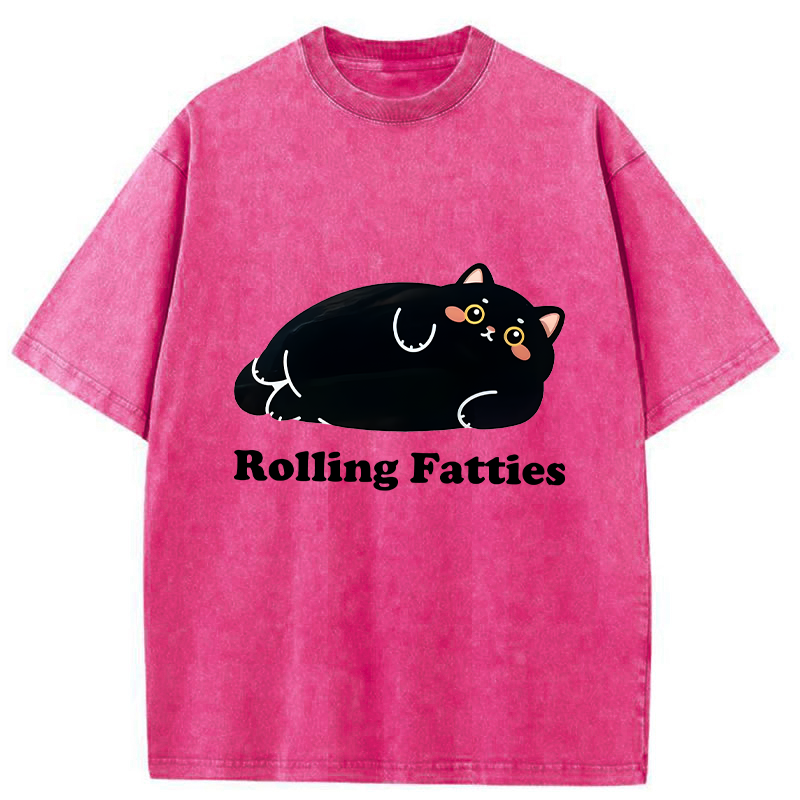 Tokyo-Tiger Rolling Fatties Cat Washed T-Shirt