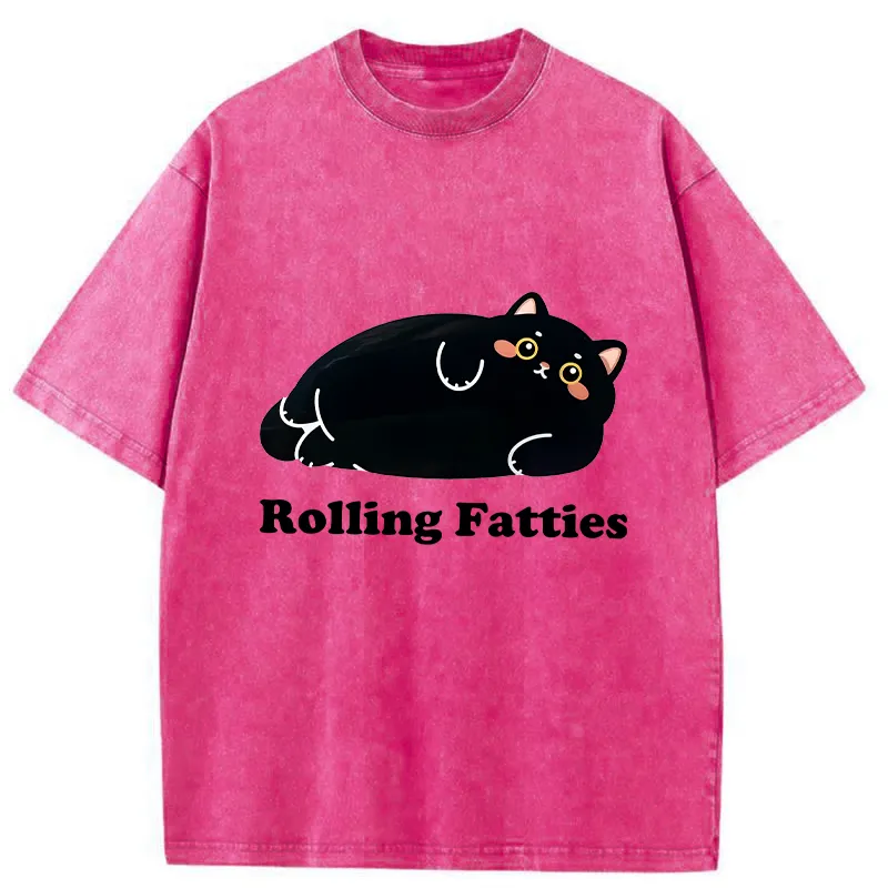 Tokyo-Tiger Rolling Fatties Cat Washed T-Shirt