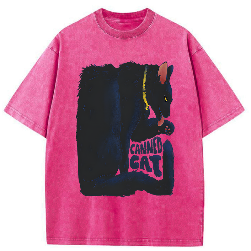 Tokyo-Tiger Cat Food Cans With Limited Width Washed T-Shirt