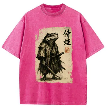 Tokyo-Tiger Retro Frog Samurai Washed T-Shirt