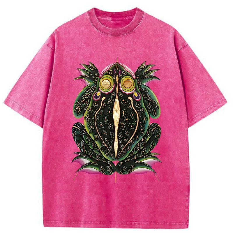Tokyo-Tiger Retro Weird Frog Washed T-Shirt