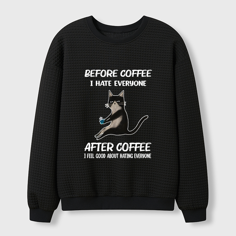 Tokyo-Tiger Hate Everyone After Drinking Coffee Waffle Sweatshirt