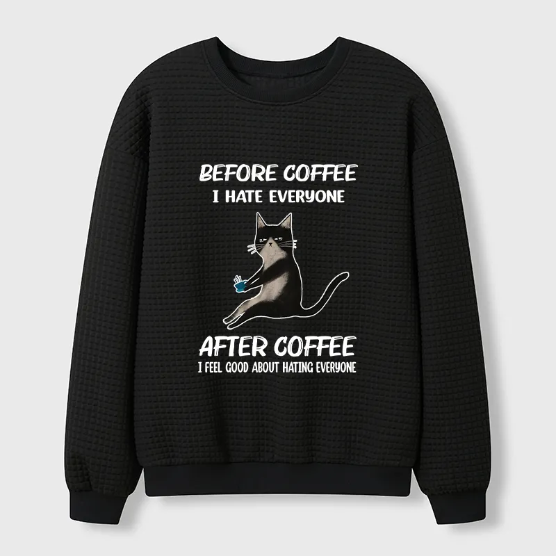 Tokyo-Tiger Hate Everyone After Drinking Coffee Waffle Sweatshirt