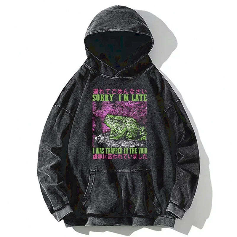 Tokyo-Tiger A Frog In Distress Japanese Washed Hoodie-tokyo-tiger