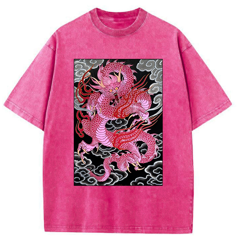 Tokyo-Tiger Pink Dragon Washed T-Shirt