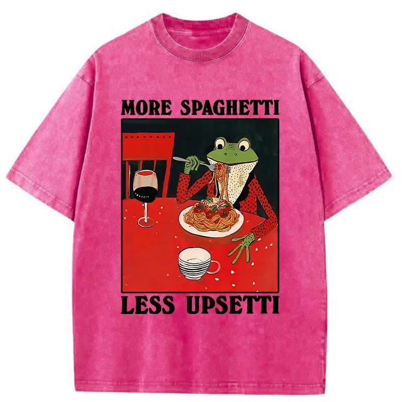 Tokyo-Tiger Frog Eating Spaghetti Washed T-Shirt