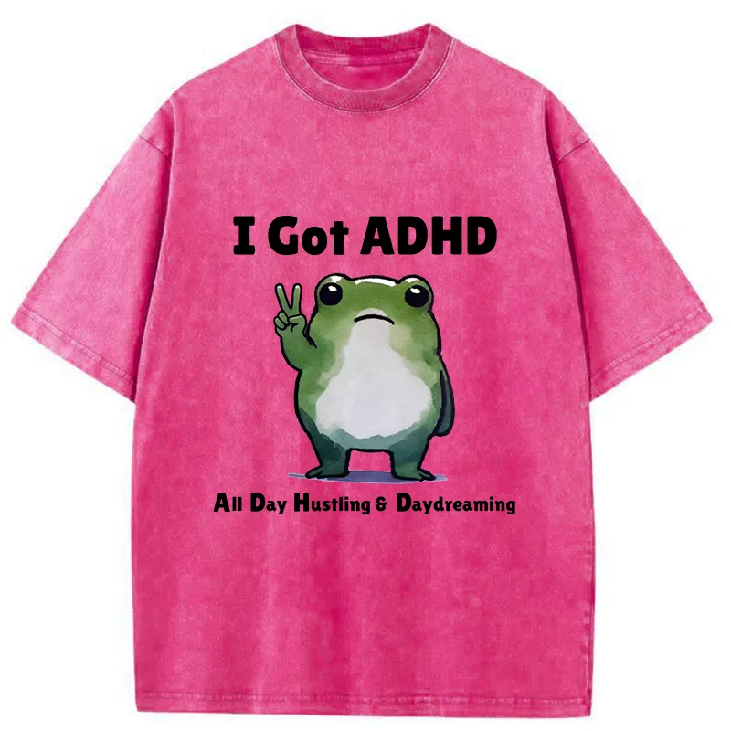 Tokyo-Tiger Frog With ADHD Funny Washed T-Shirt