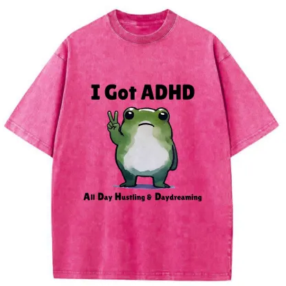 Tokyo-Tiger Frog With ADHD Funny Washed T-Shirt