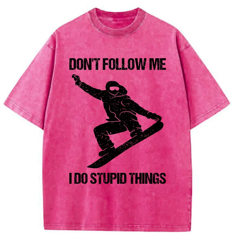 Tokyo-Tiger Winter Extreme Sports Skiing Washed T-Shirt