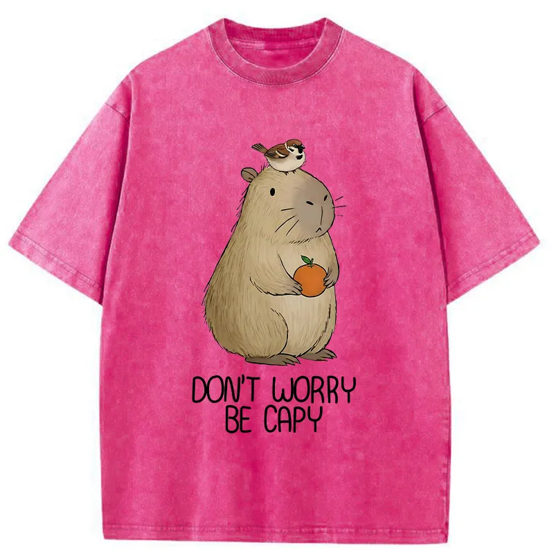 Tokyo-Tiger With Capybaras Around Everything Is Fine. Washed T-Shirt