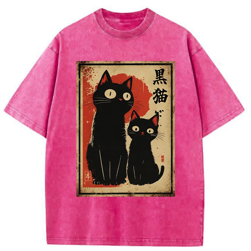 Tokyo-Tiger Two Black Cats Washed T-Shirt