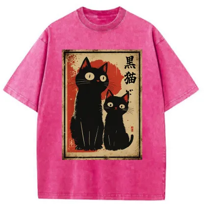 Tokyo-Tiger Two Black Cats Washed T-Shirt