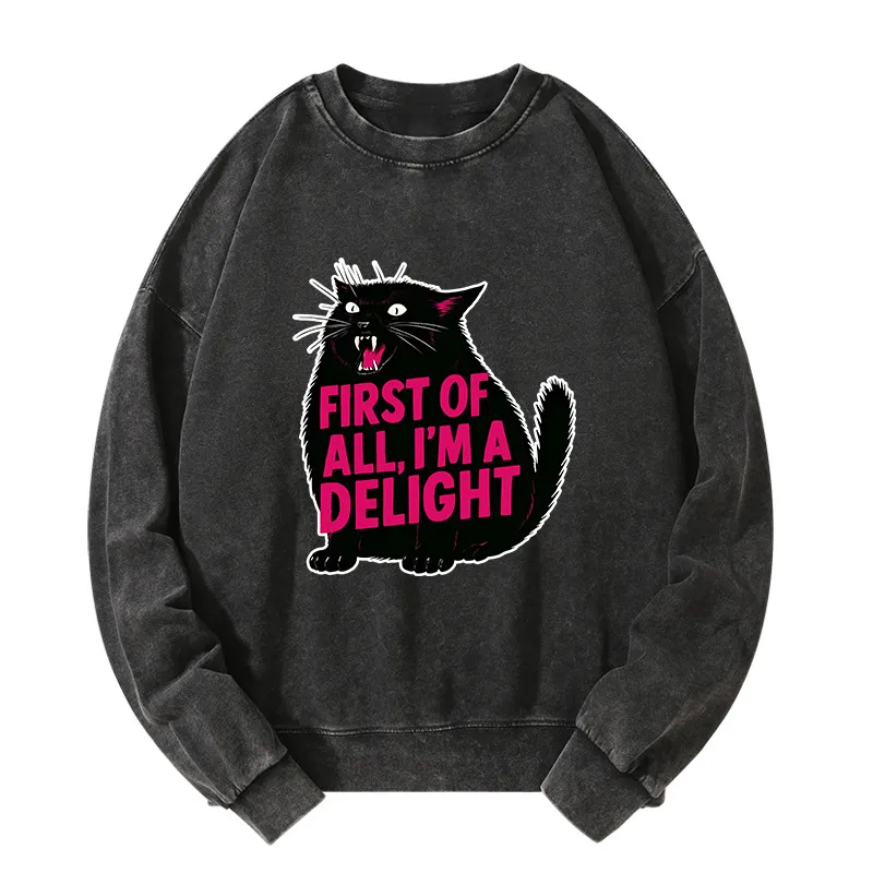 Tokyo-Tiger Roaring Black Cat Washed Sweatshirt