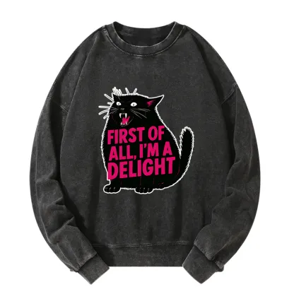 Tokyo-Tiger Roaring Black Cat Washed Sweatshirt