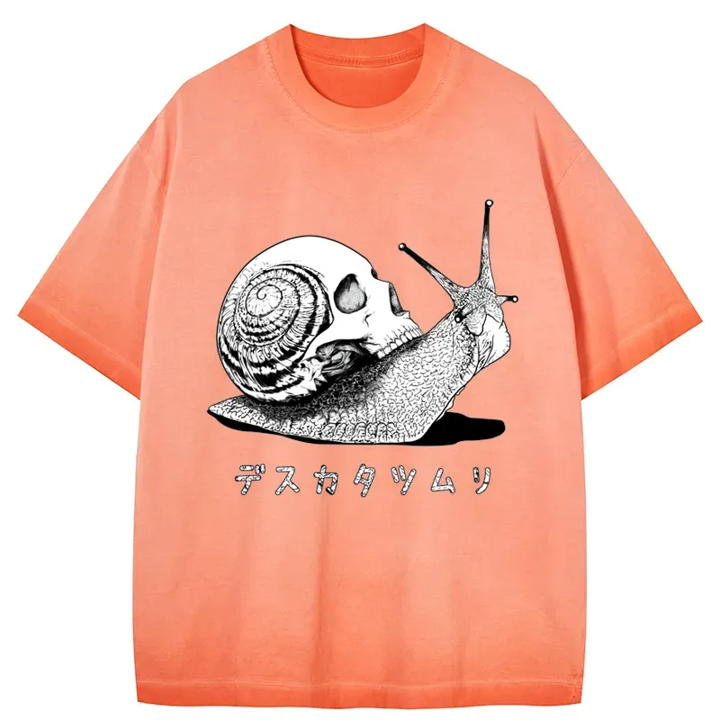 Tokyo-Tiger Death Snail Manga Gradient Washed T-Shirt