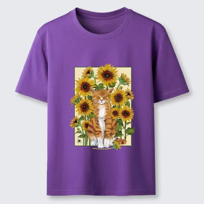 Tokyo-Tiger Sunflower And Orange Cat Classic T-Shirt